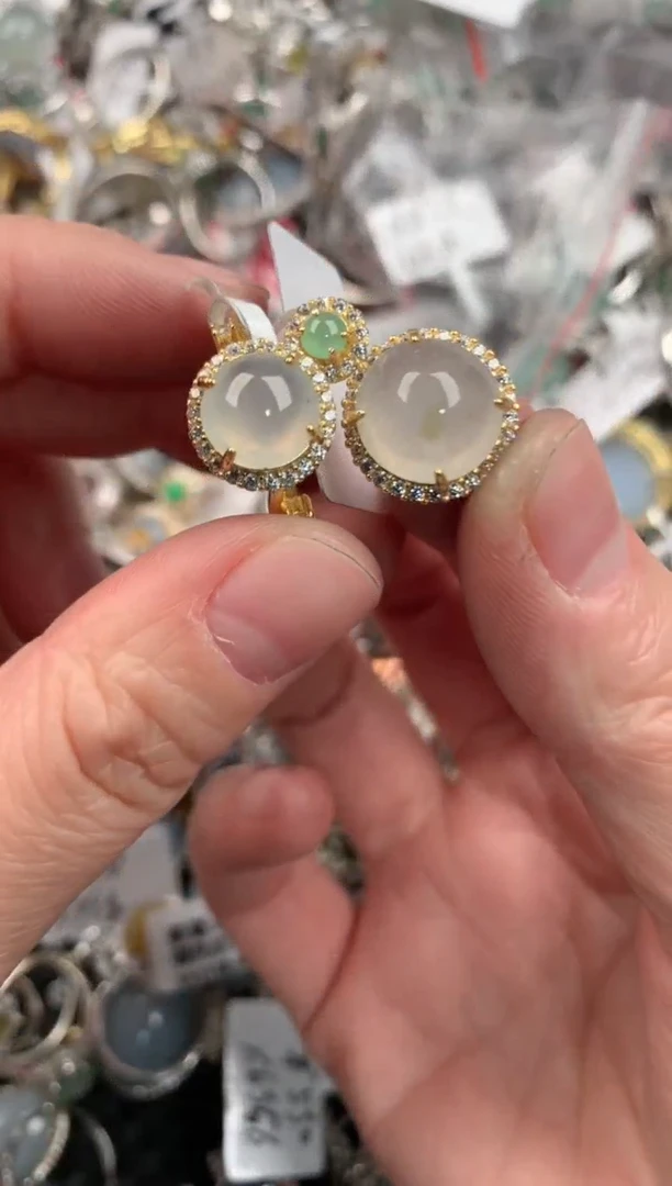 银S925镶嵌戒指翡翠10             8