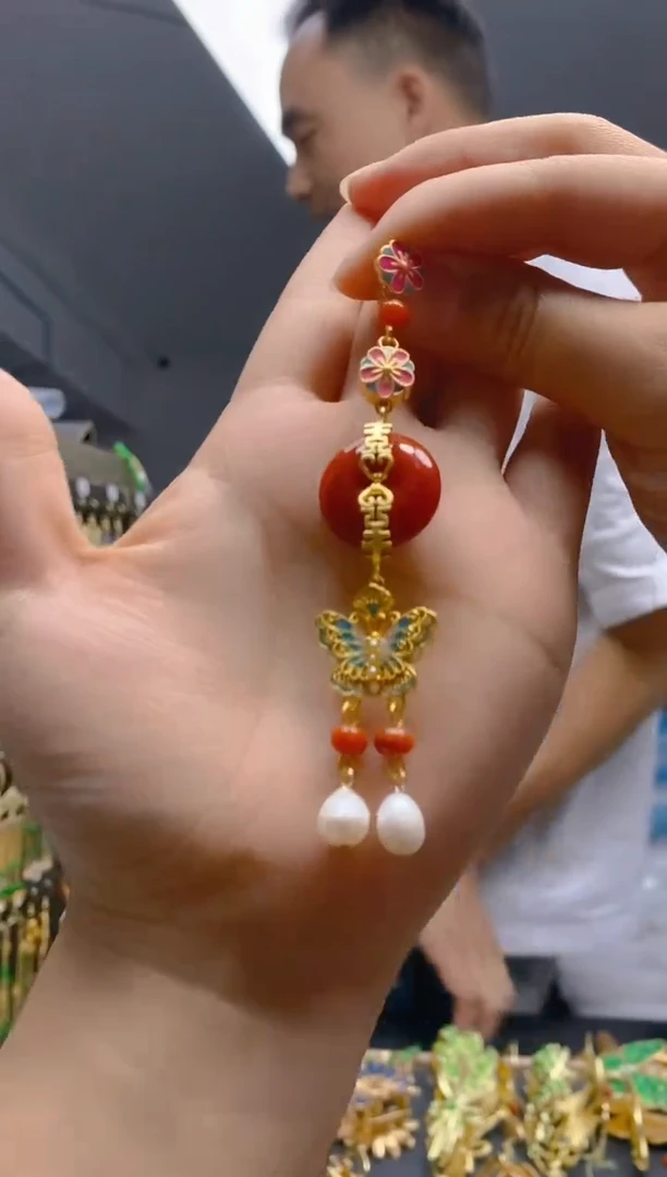 【闪购商品】翡翠耳饰合金0185翡翠压襟