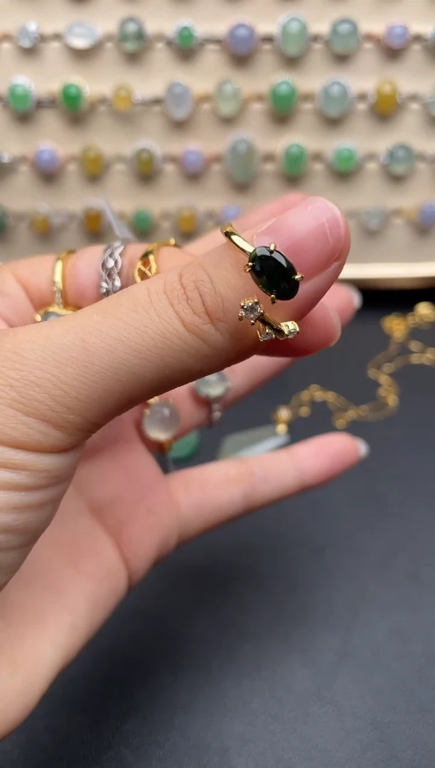 银S925镶嵌戒指翡翠惜*一物一证一礼盒