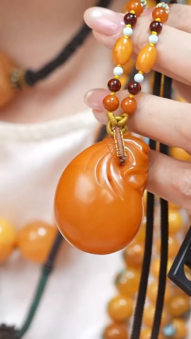 蜜蜡颈饰未镶嵌0238天然蜜蜡珠宝奇石云端妖孽妖花全部保真