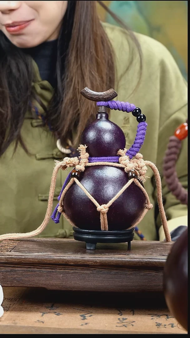 YX090复古网兜款天然酒葫芦（一物一拍）