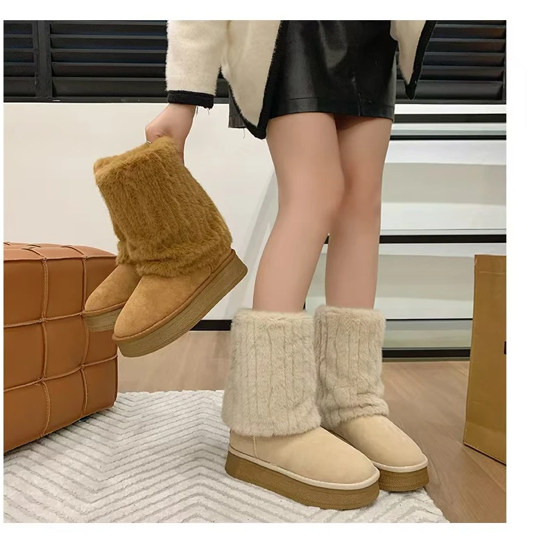 2024保暖雪地靴新款秋冬毛毛乐福鞋博肯棉鞋2311