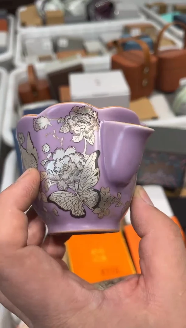 紫蝴蝶花瓣手抓茶具茶具茶具