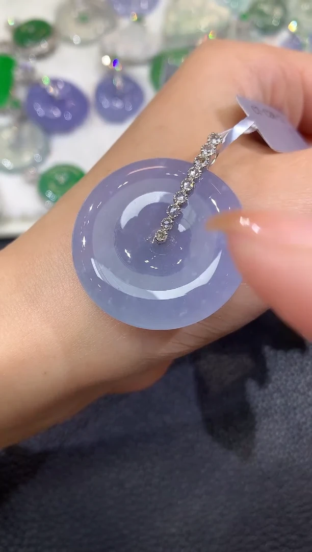 吊坠(不含链)18K金镶嵌翡翠A48 紫货有一定色差