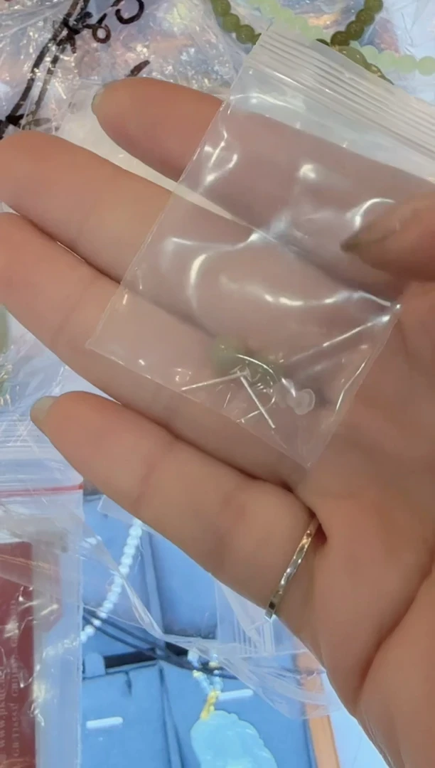 银S925镶嵌和田玉耳饰耳钉