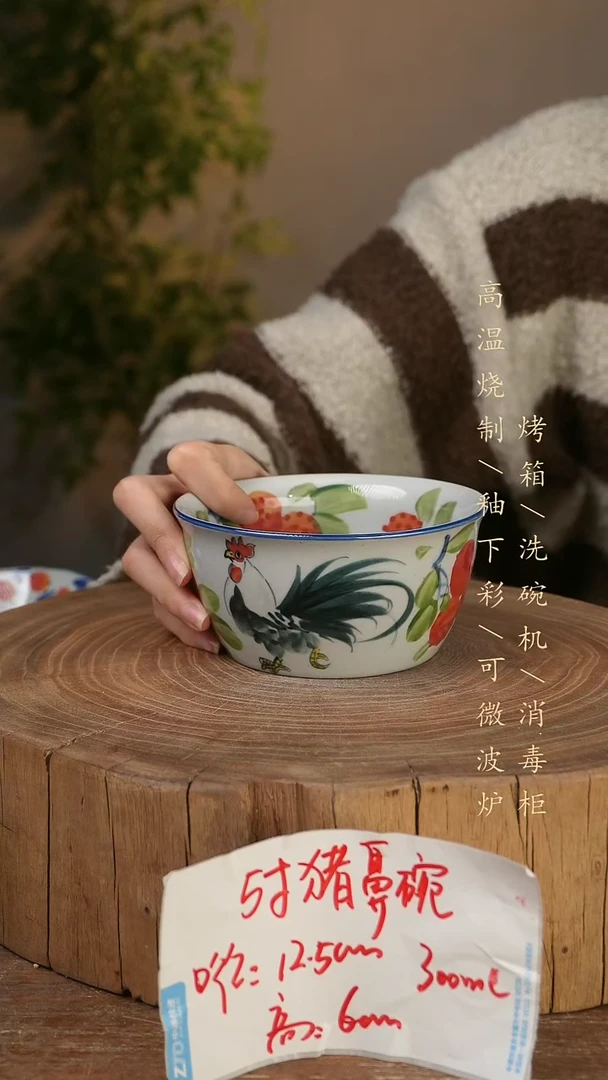 碗瓷景德镇手工手绘高温瓷釉下彩