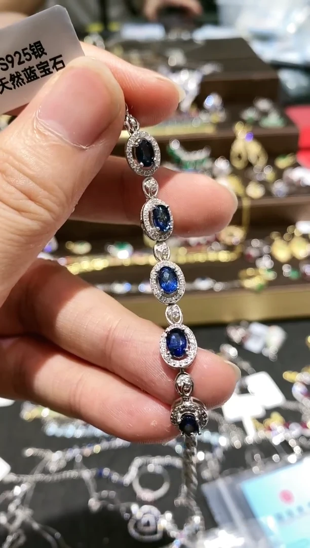 【闪购商品】蓝宝石手链银S925镶嵌手链