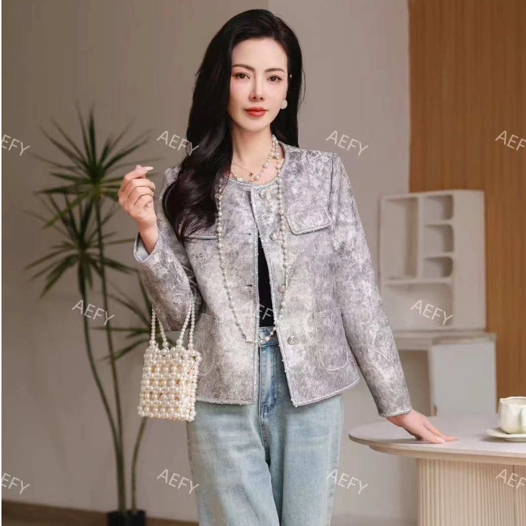 8120复古粗花呢气质外套