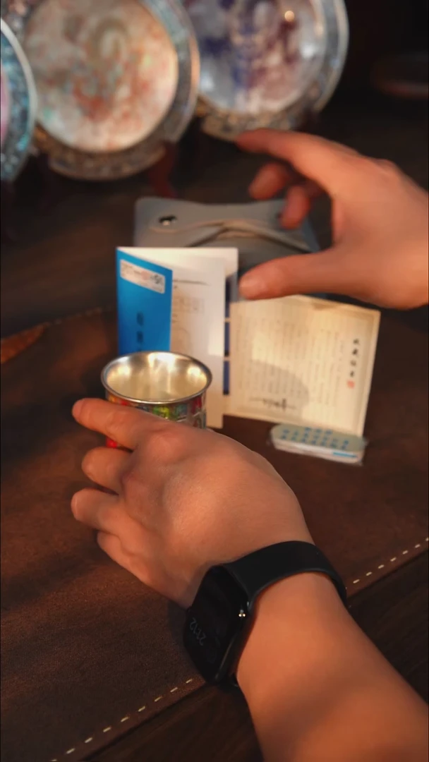 瓷银千佛七彩主人杯