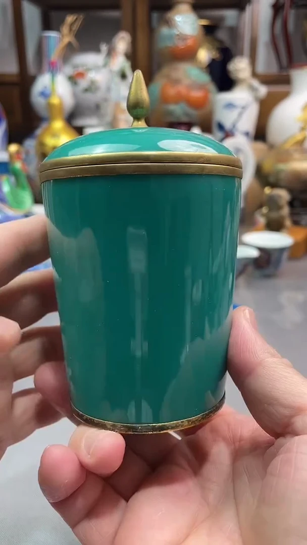 瓷片七宝茶叶罐一一