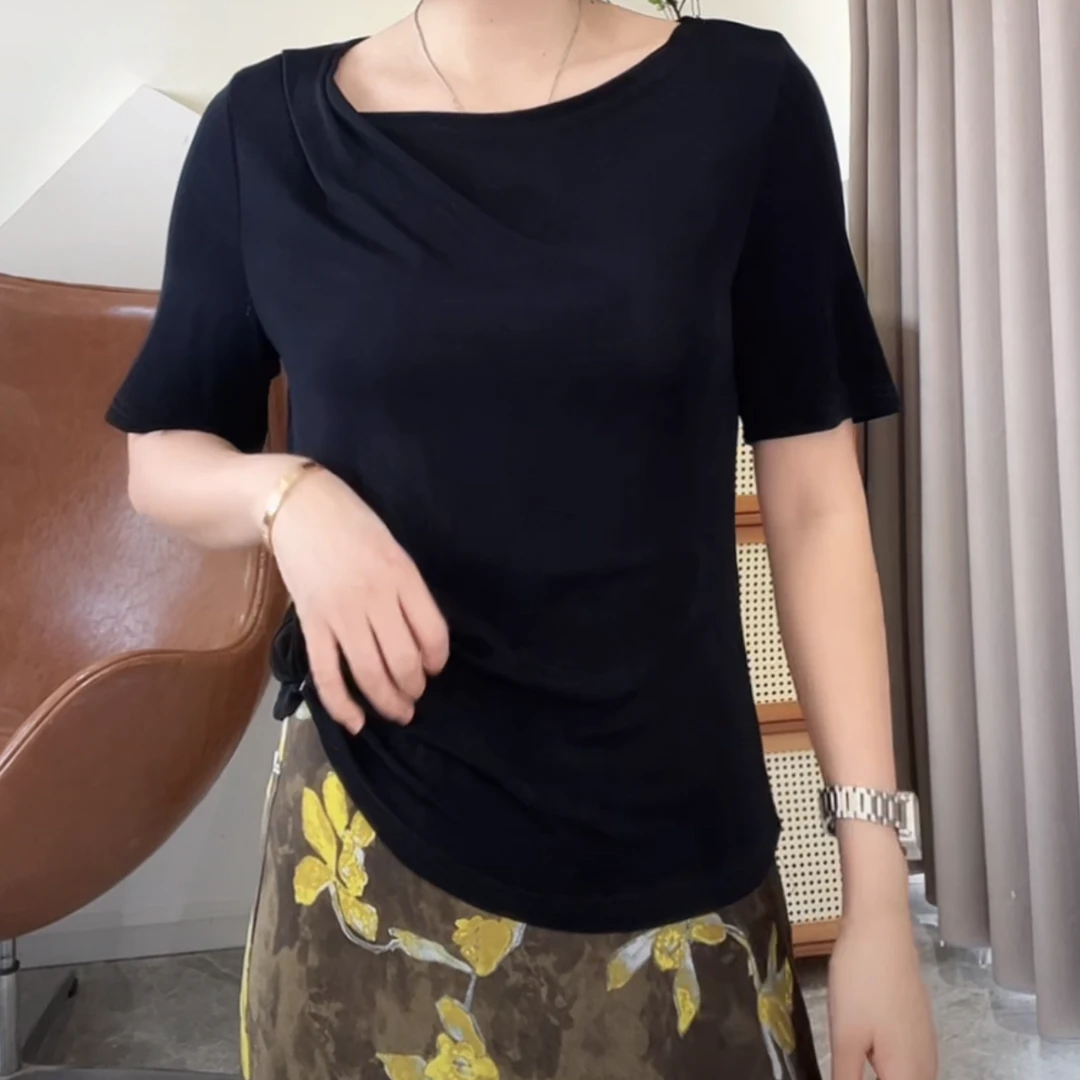 MISS RUILI 定制 夏季设计感简约宽松透气短袖罩衫F0494