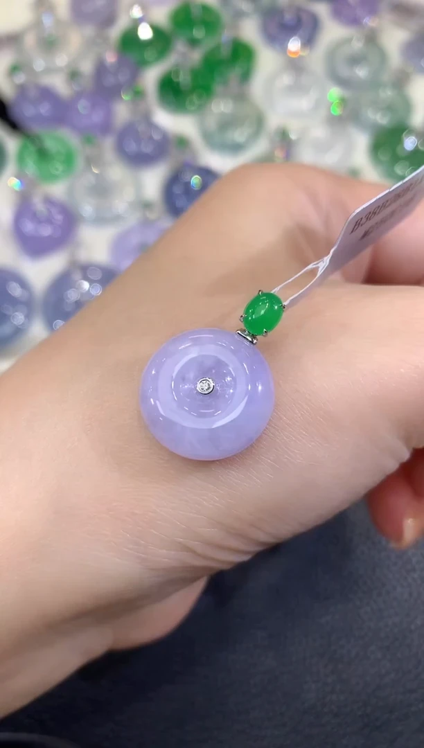 吊坠(不含链)18K金镶嵌翡翠A12 紫货有一定色差