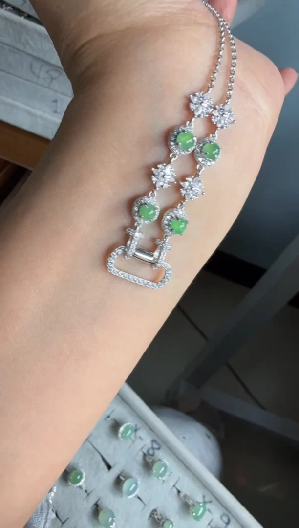 银S925镶嵌戒指翡翠项链7