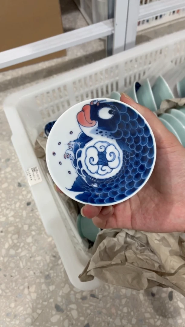 拙明院（微瑕价格）斗笠杯（天青色）昨明款