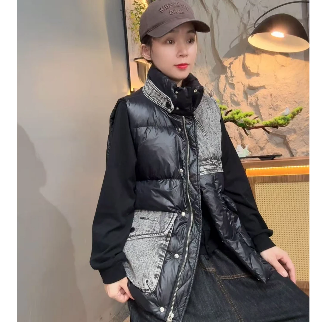 2025琥珀流光冬季网红洋气炸街女装立领保暖羽绒马夹5022