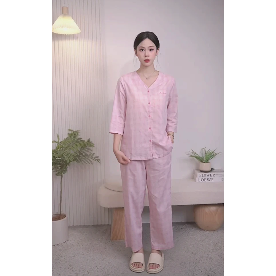 睡衣女夏款纯棉女士2025新款七分袖夏季休闲女款春夏家居服套装