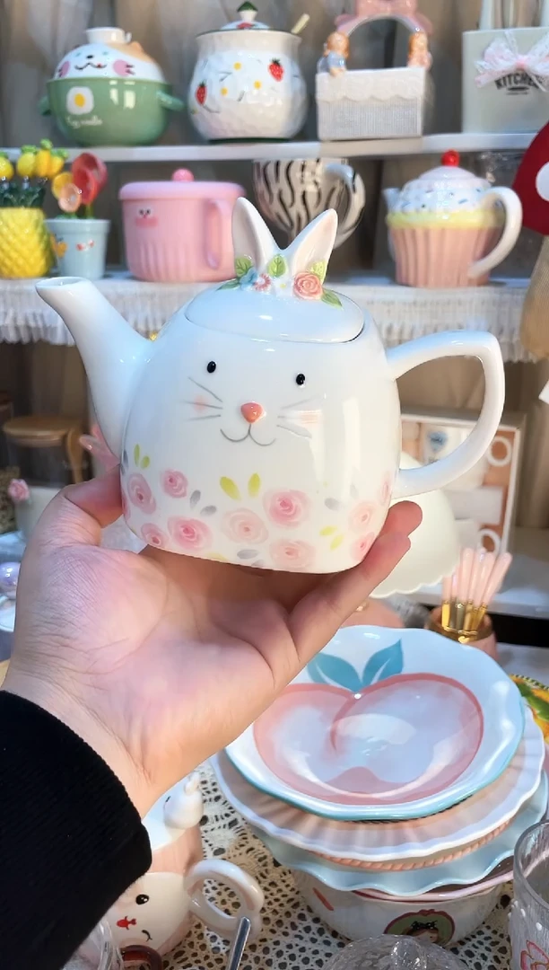 【闪购商品】瓷片兔子茶壶 质量好发货快放心拍