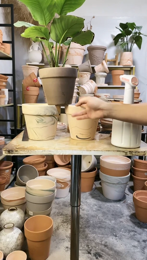 18*16陶盆3色组合 3盆无托