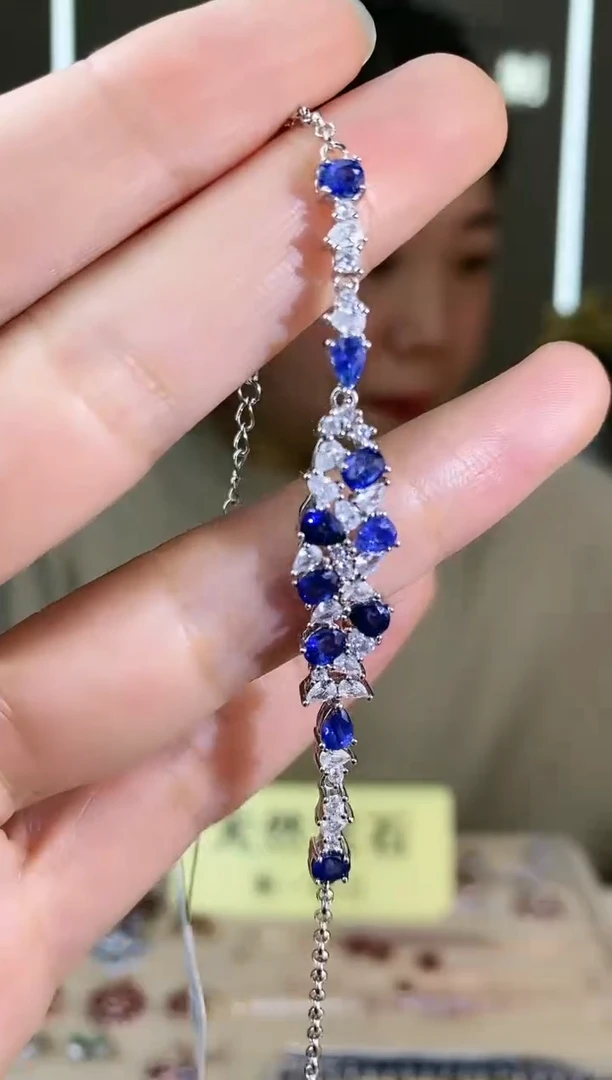 【闪购商品】蓝宝石手链银S925镶嵌手链
