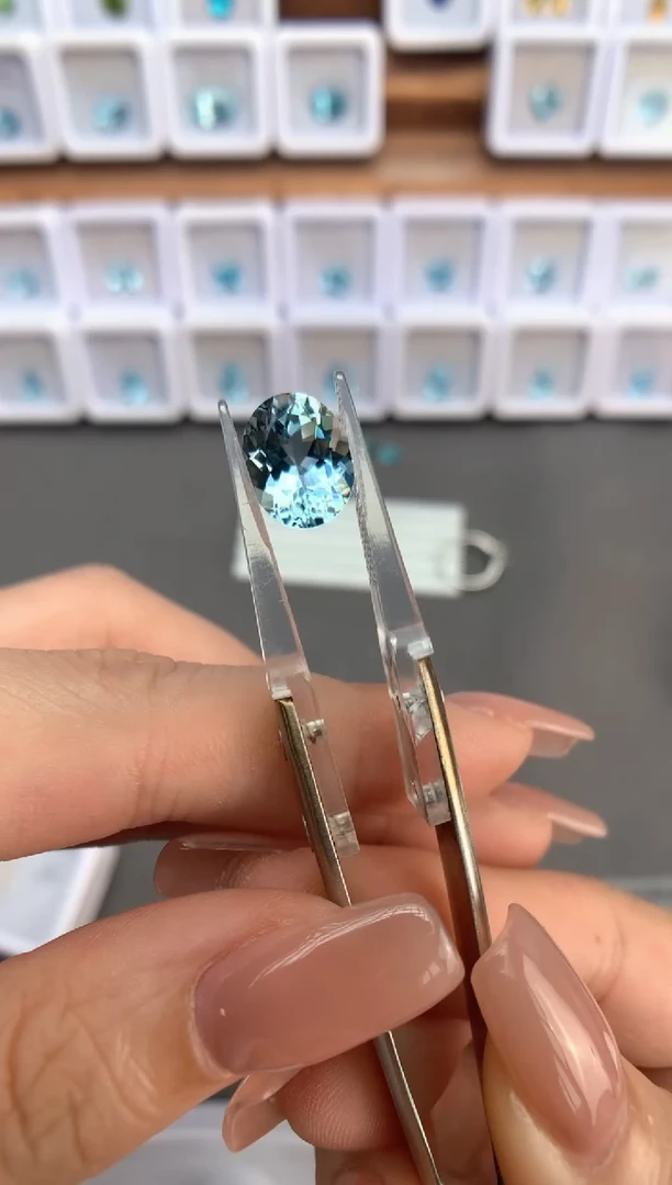 未镶嵌裸石定制海蓝宝石3.4ct 圣玛