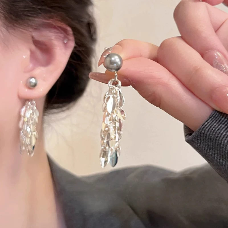 铜合金耳饰 耳饰轻奢日韩千金风时尚A2031银手工耳环百搭气质长款