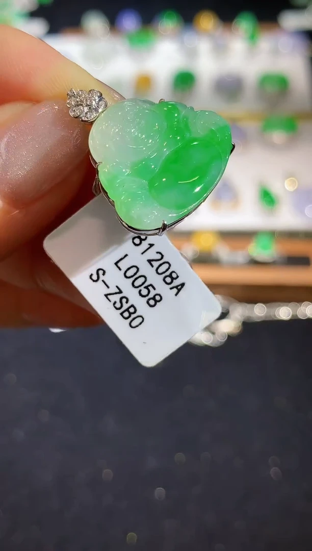 翡翠18K金镶嵌吊坠(不含链)L0058多样性发其一