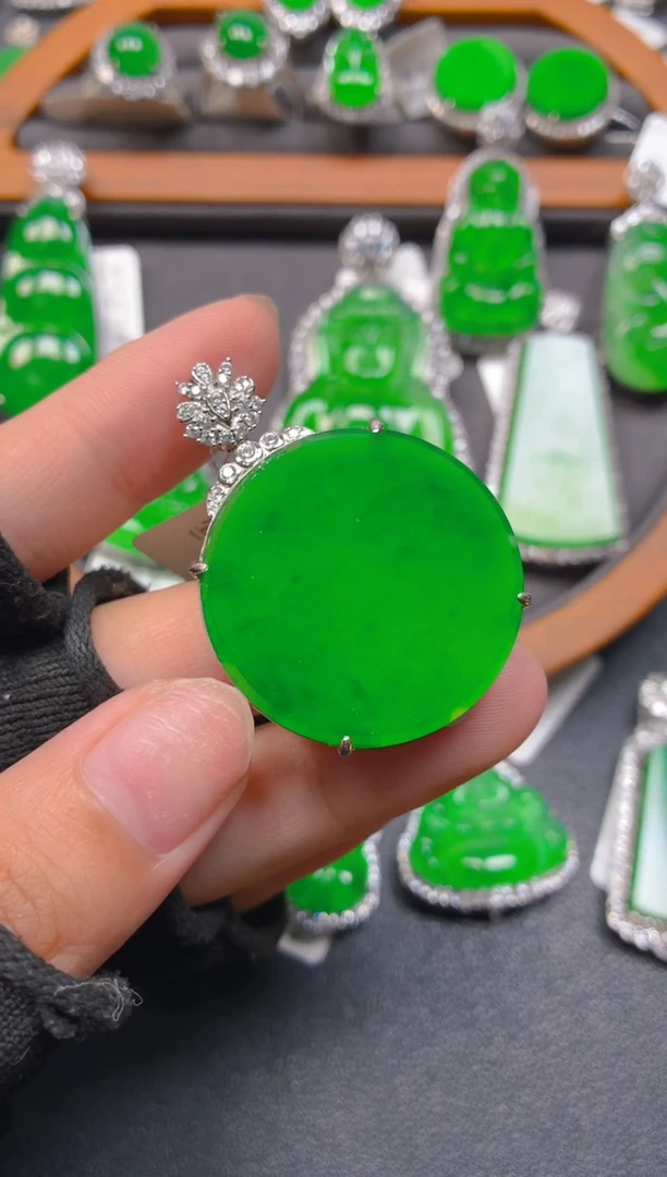 吊坠(不含链)银S925镶嵌翡翠111