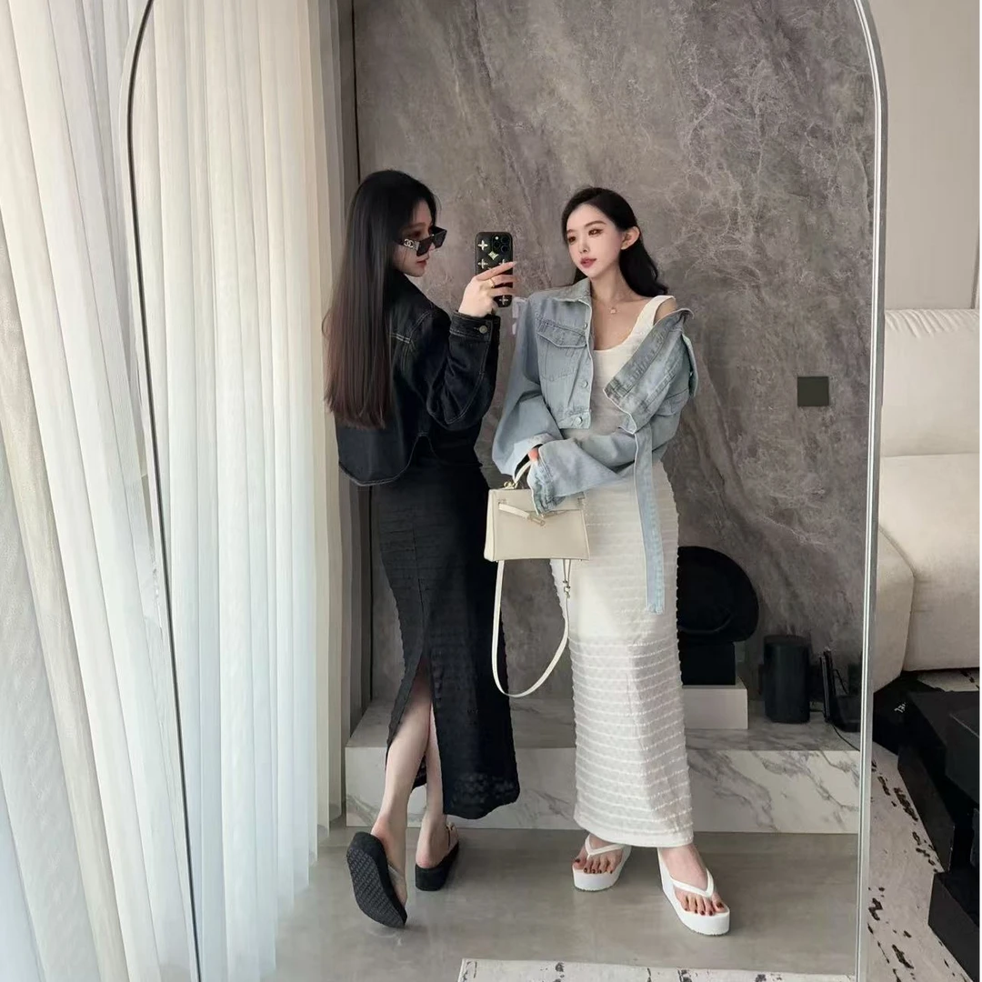 【小心姬】早春约会小心机牛仔外套＋吊带连衣裙