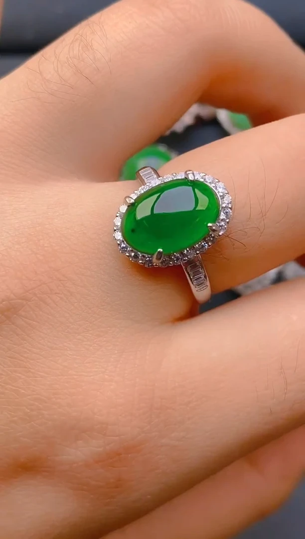 【闪购商品】翡翠戒指银S925镶嵌天然A货翡翠1