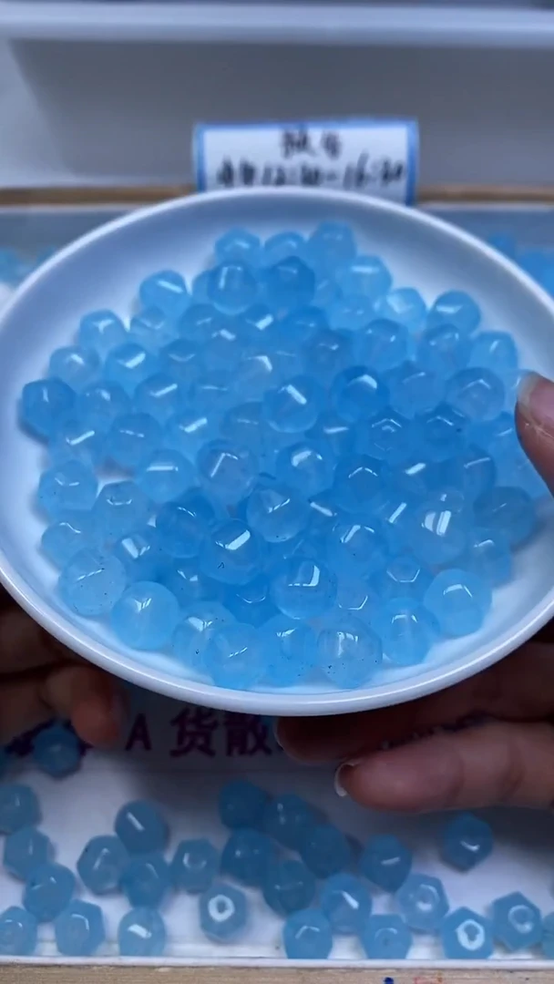 未镶嵌珠宝半成品水晶A2083 蓝水晶灯笼珠10mm10个9.8元