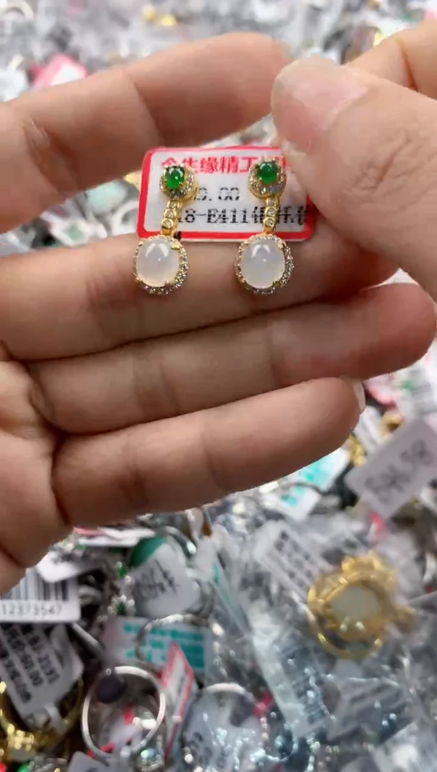 银S925镶嵌戒指翡翠1111---8