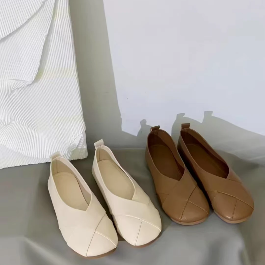 6256-1女夏季2025新款平底真皮鞋子软底豆豆鞋