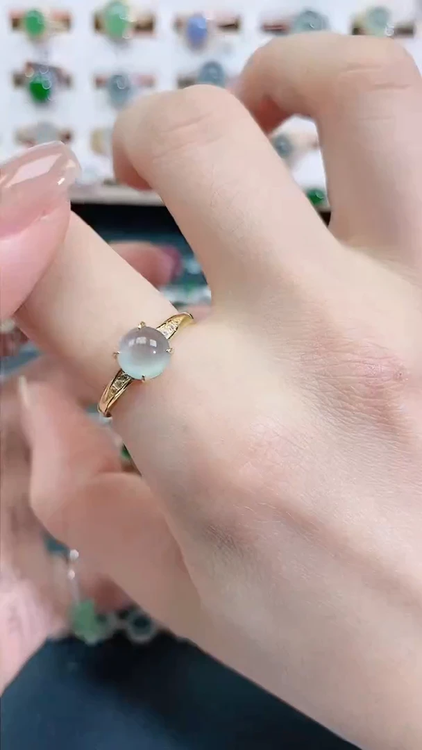 银S925镶嵌戒指翡翠天然翡翠