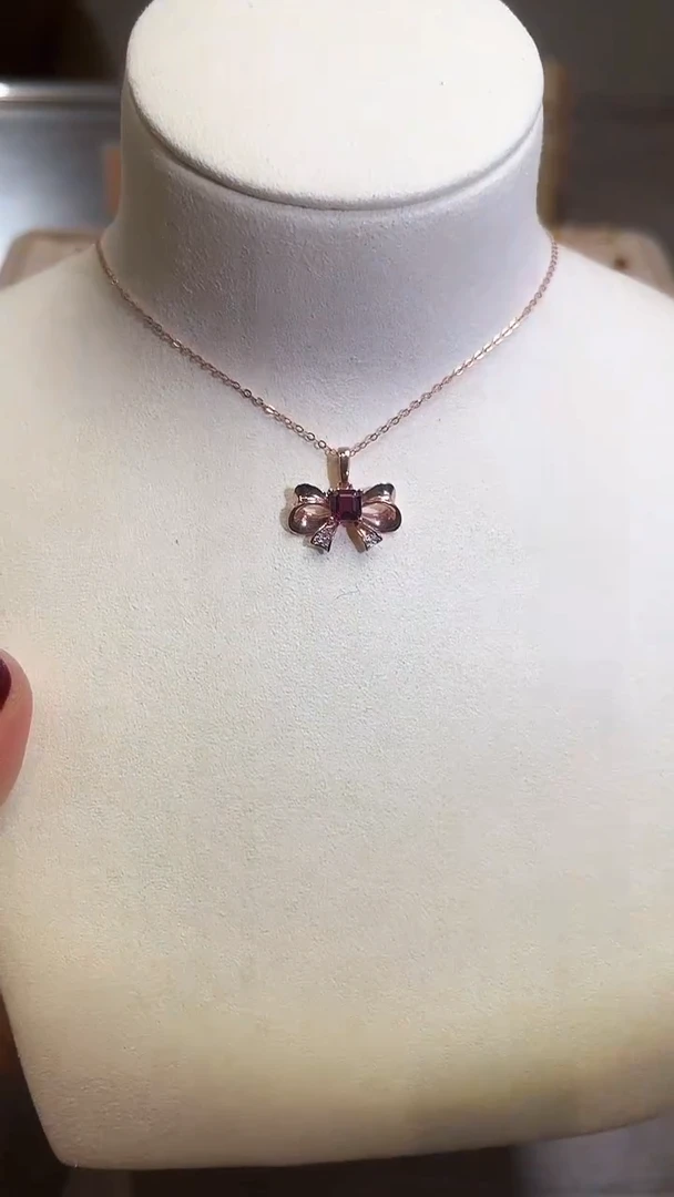 【闪购商品】石榴石项链银S925镶嵌09