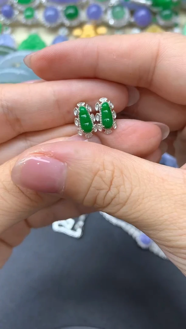 【闪购商品】翡翠耳饰18K金镶嵌190-中国好珍宝