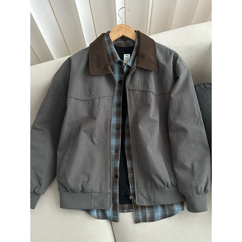 cleanfit底特律工装夹克男春季棒球服潮牌宽松休闲翻领飞行员外套