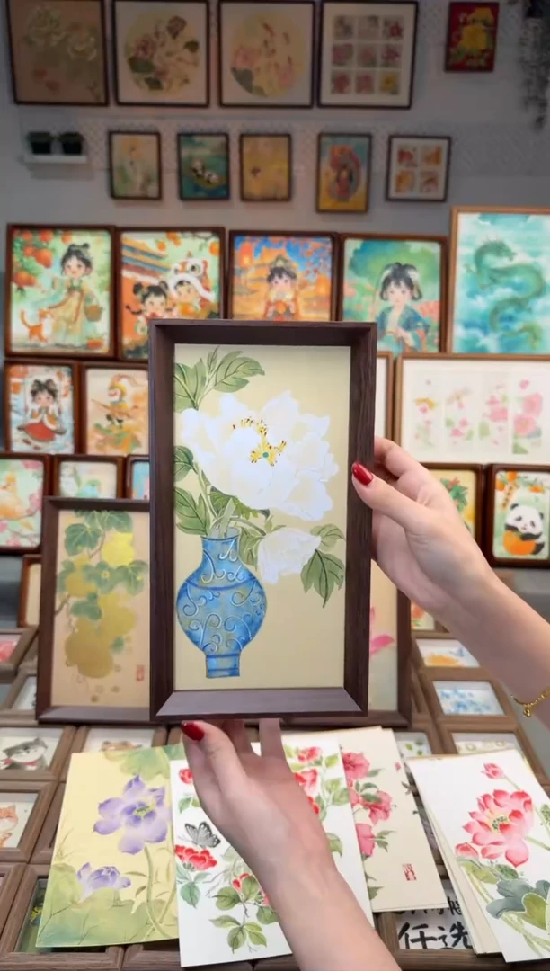 国画花瓶白牡丹 手绘国画27