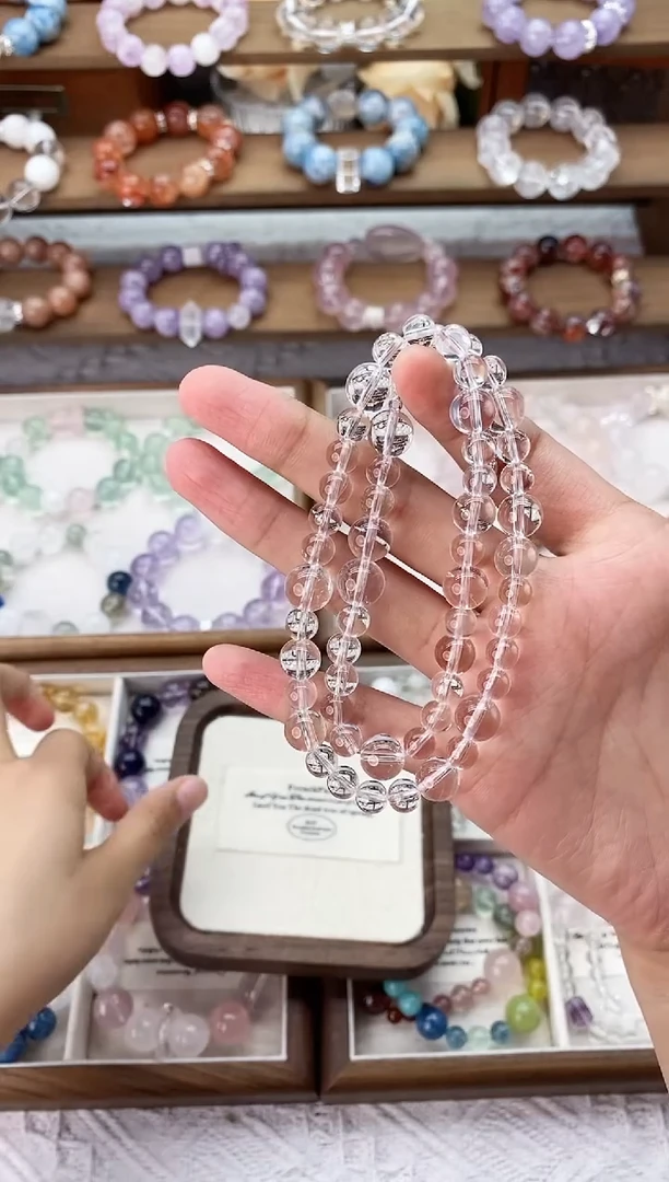 水晶手串未镶嵌白水晶双圈