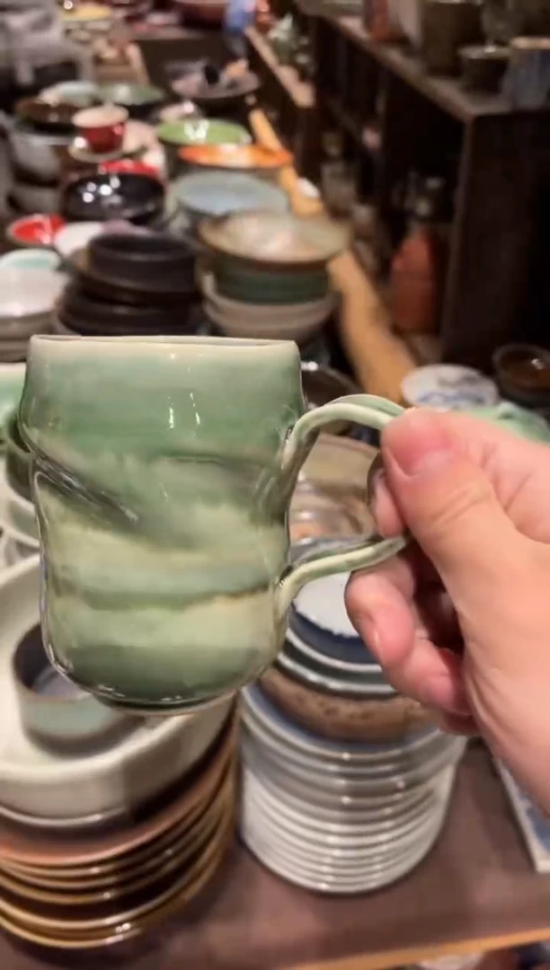 【闪购商品】瓷片45手工异形咖啡杯1只