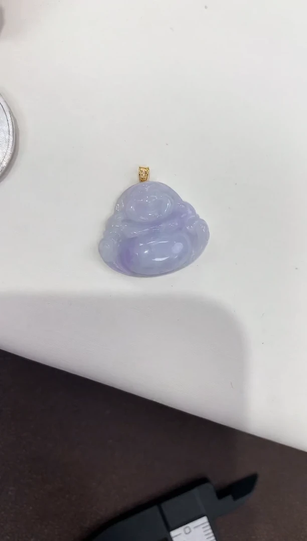 颈饰18K金镶嵌翡翠天然缅甸a货翡翠