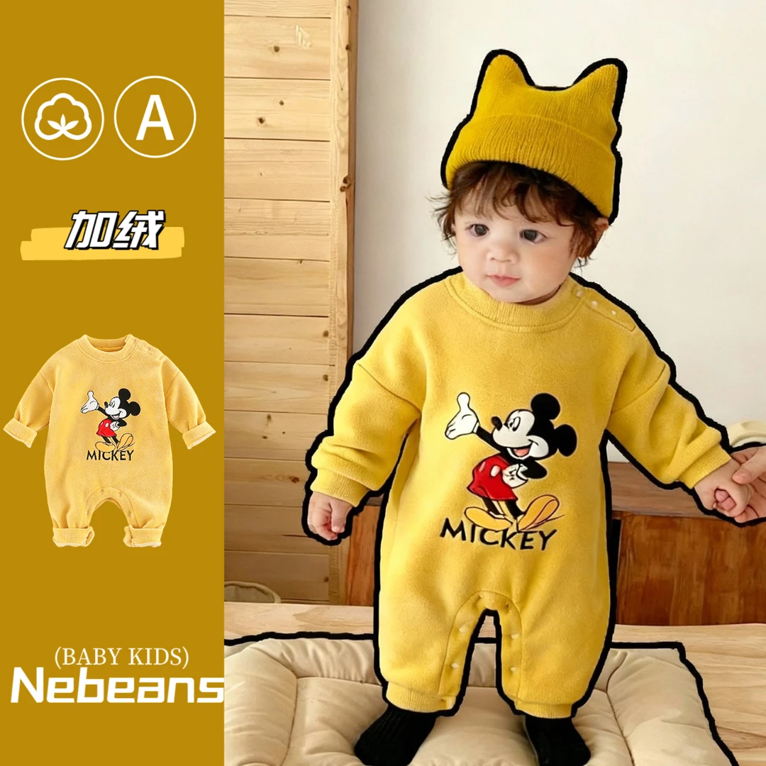 （送帽子）加绒奶油INS风婴幼儿连身衣外出服柔软细腻加厚保暖哈衣