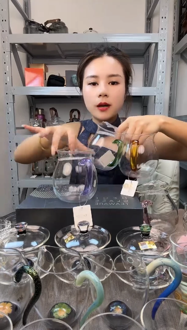 手工艺品玻璃禾器 观禄煮茶器 浅紫色