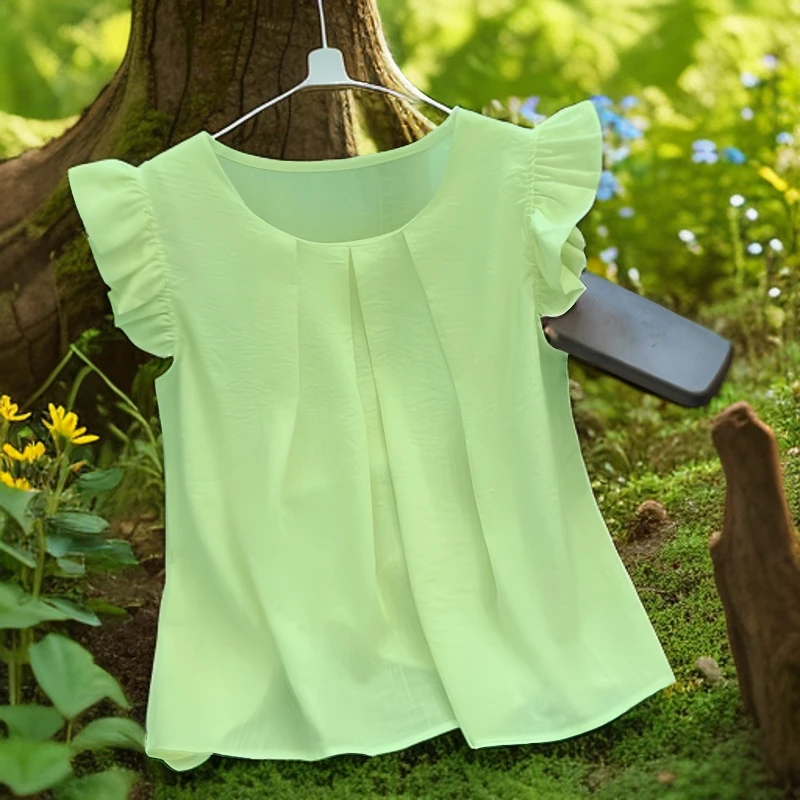 法式超仙小飞袖衬衫女夏季2025新款宽松显瘦通勤气质减龄甜美上衣