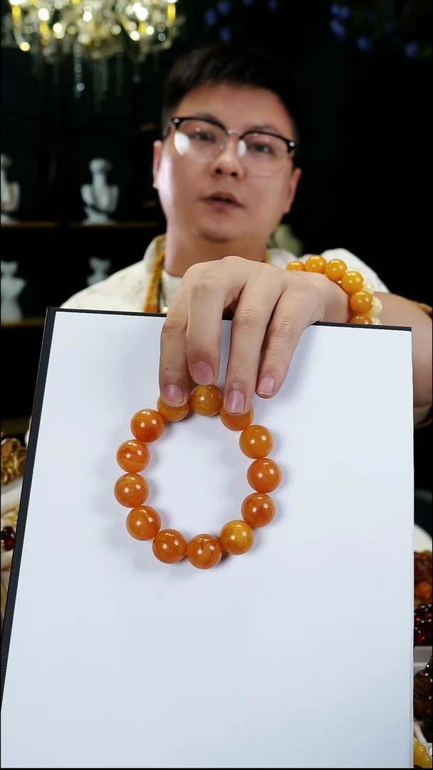 手串琥珀未镶嵌18mm天然鸡油红蜜蜡圆珠手串