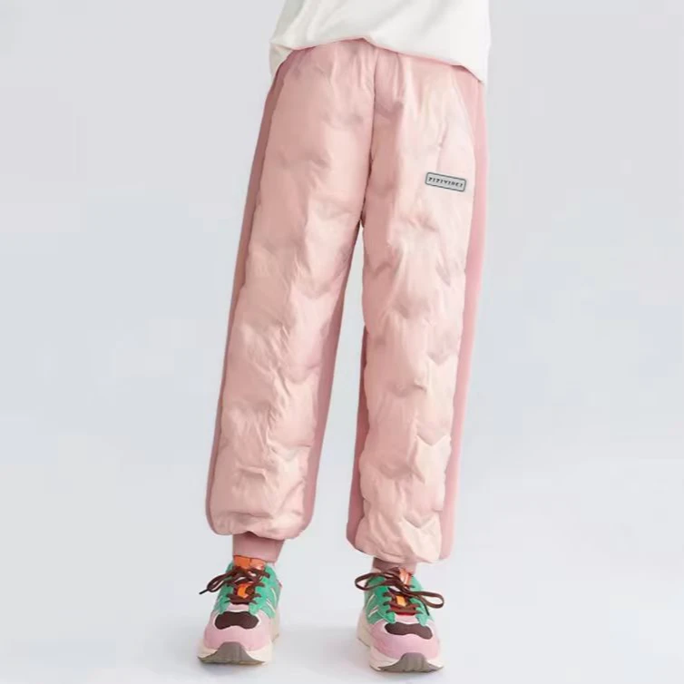 2025年冬季公主风中腰羽绒裤女童保暖裤男童休闲裤子