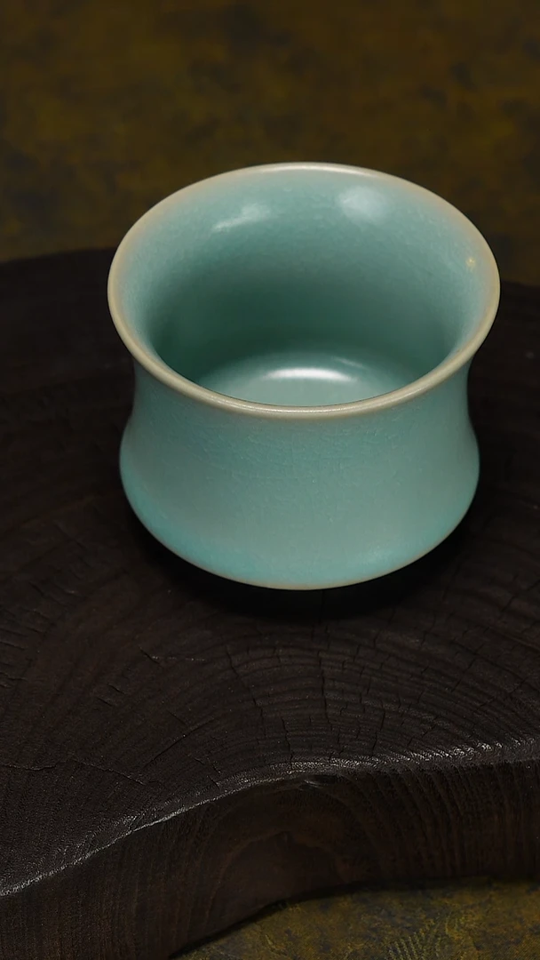 杯子瓷冰花束腰马蹄杯-微瑕