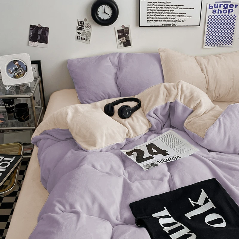 冬季款床单被套四件套学生宿舍高级单人床三件套床上用品被子专用