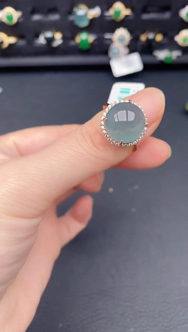 银S925镶嵌戒指翡翠天然a货翡翠46