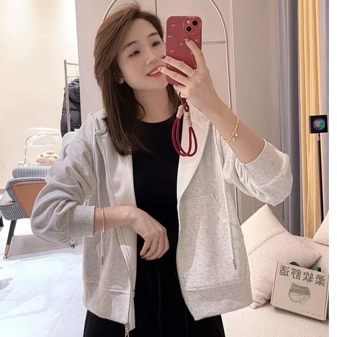 觅裳家【卫衣外套】6660春款高品质休闲时尚百搭卫衣口袋带帽小外套