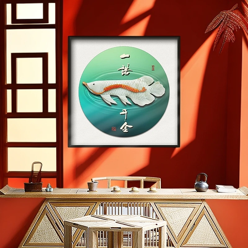 九头鸟手工玉雕画《一诺千金》60×60